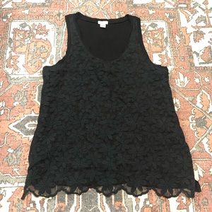 J Crew black floral lace top